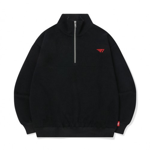 T1 Logo Half Zip-up - Black